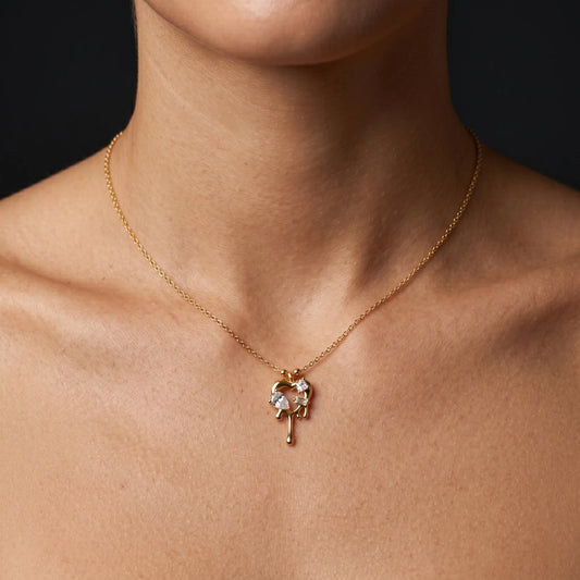 Luxora Golden Drip Crystal Pendant