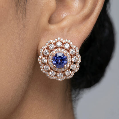 Luxora Royal Amethyst Halo Studs