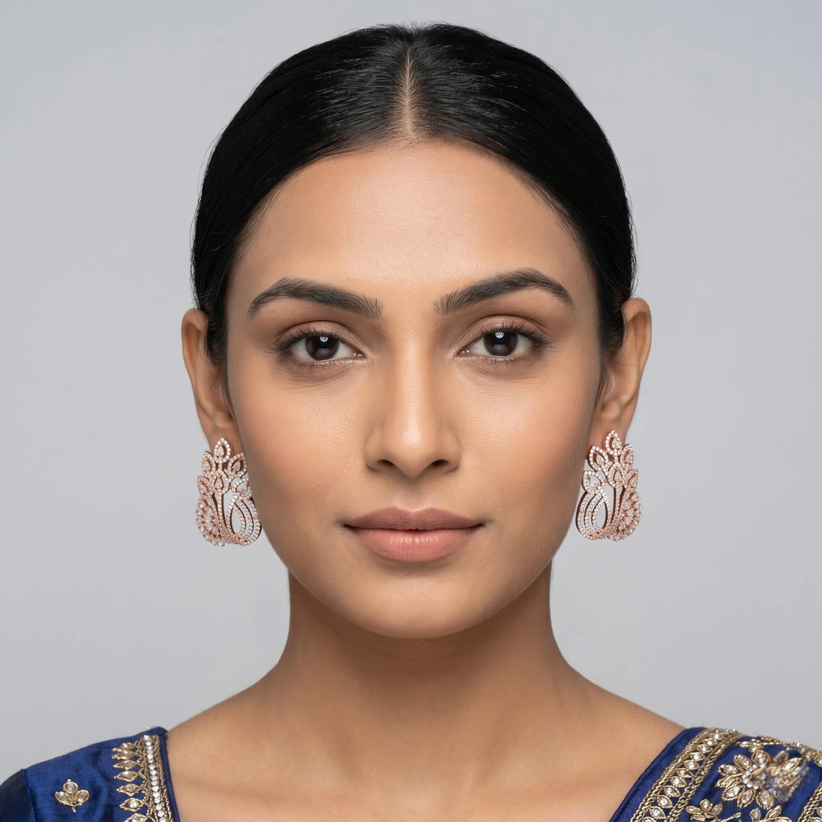 Luxora Regal Floral Crystal Drop Earrings