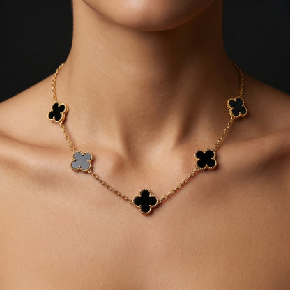 Luxora Midnight Clover Station Necklace