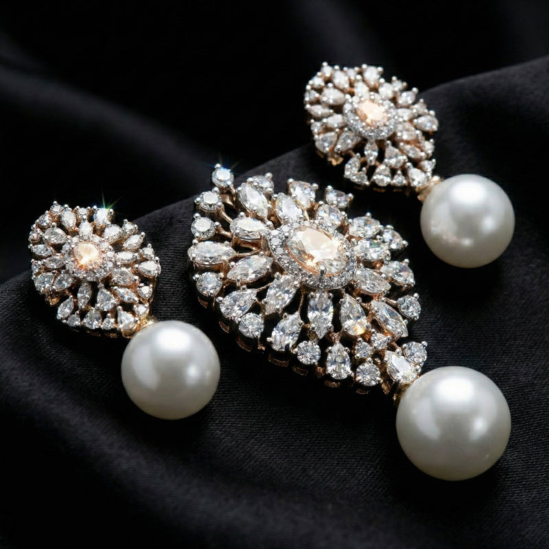 Luxora Oval Design with Pearl Drops