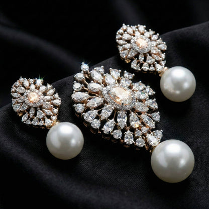 Luxora Oval Design with Pearl Drops