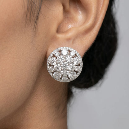 Luxora Celestial Halo Crystal Stud Earrings
