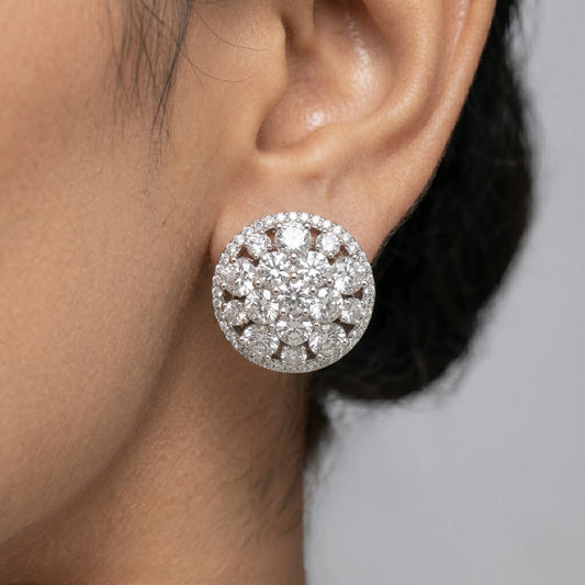 Luxora Celestial Halo Crystal Stud Earrings