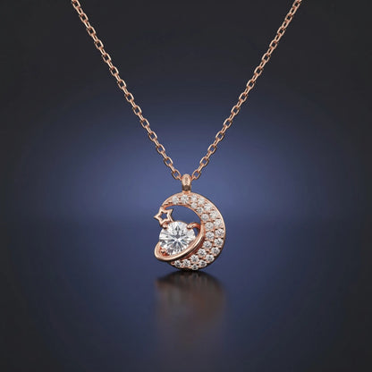 Luxora Celestial Crescent Solitaire Pendant