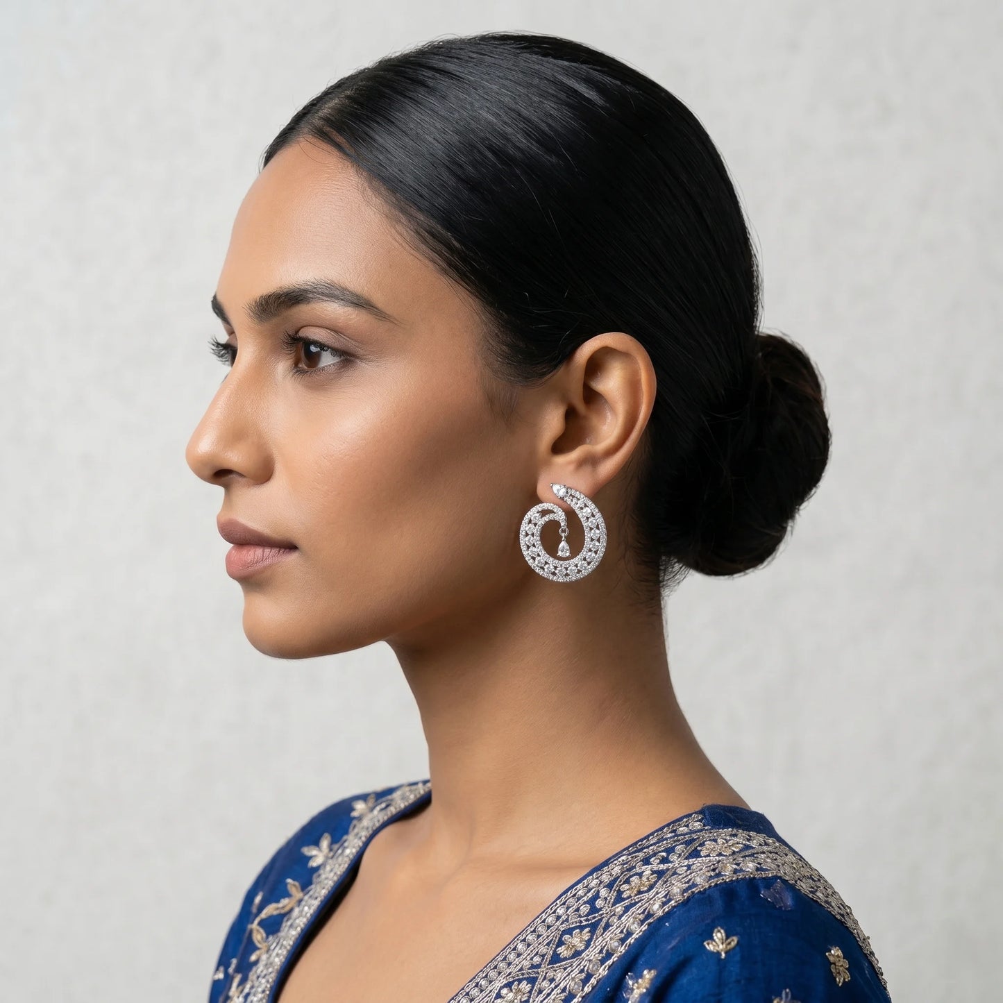Luxora Luna Spiral Crystal Drop Earrings