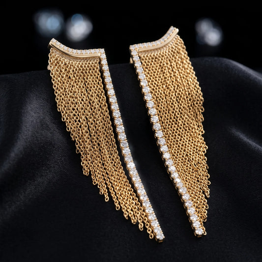 Luxora Golden Cascade Chain Earrings