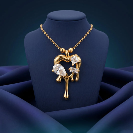 Luxora Golden Drip Crystal Pendant