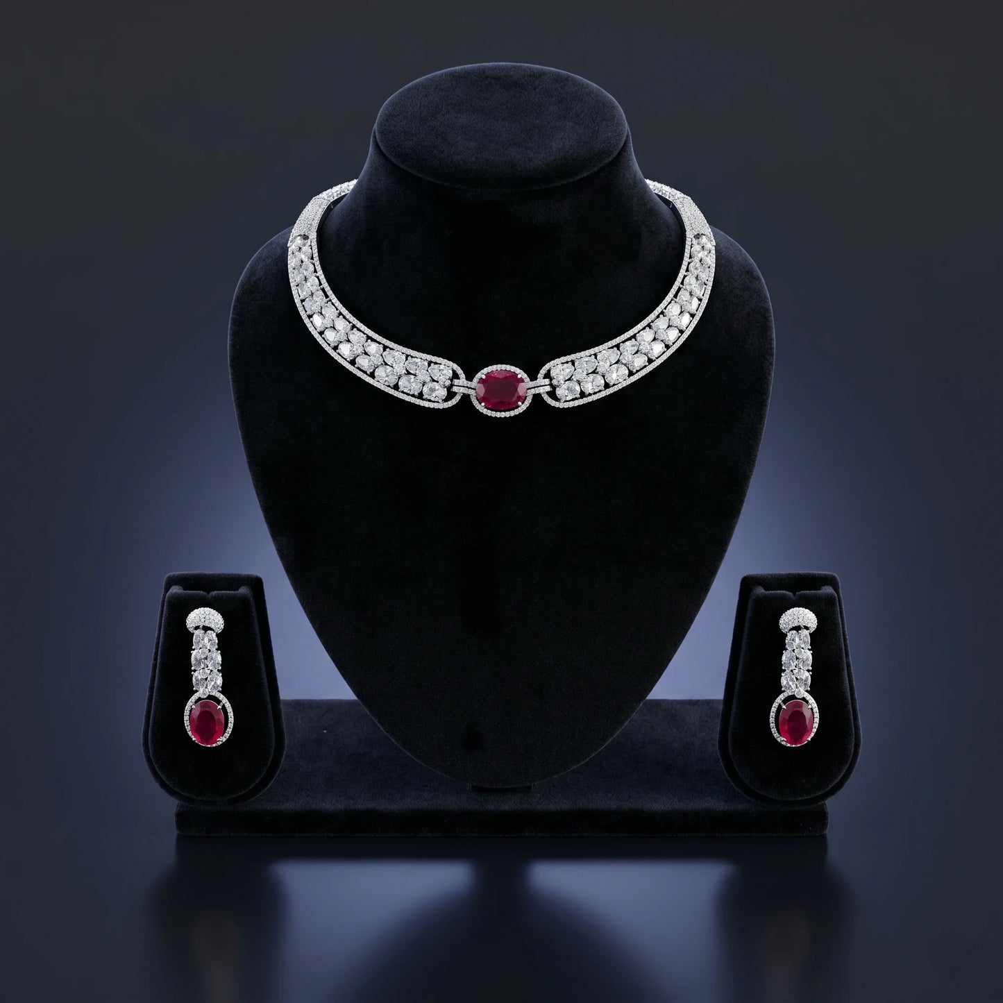 Luxora Crimson Royale Diamond Necklace Set