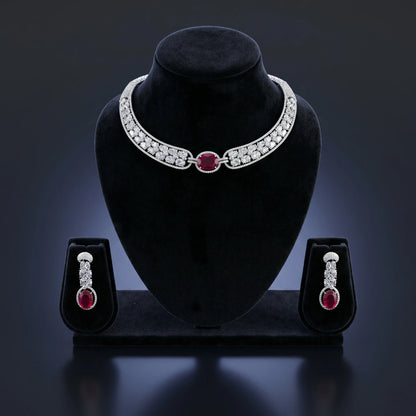 Luxora Crimson Royale Diamond Necklace Set