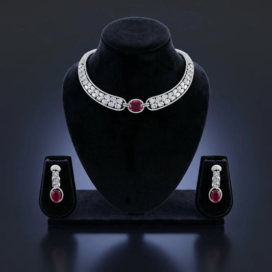 Luxora Crimson Royale Diamond Necklace Set