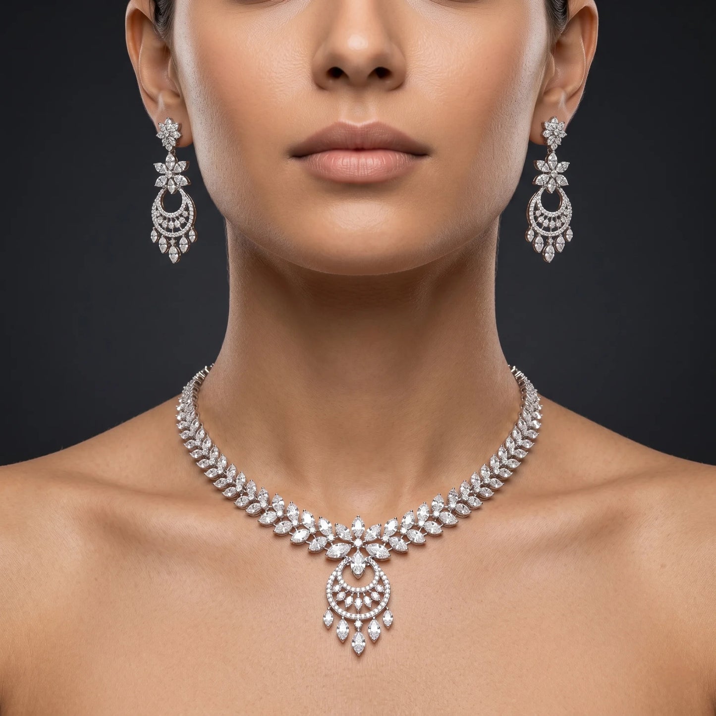 Luxora Celestial Sparkle Bridal Necklace Set