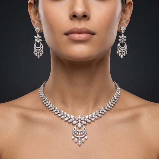 Luxora Celestial Sparkle Bridal Necklace Set