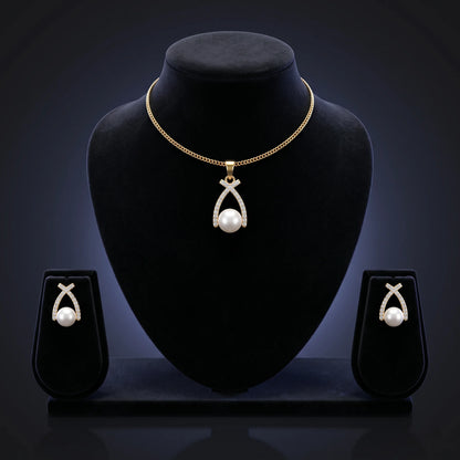 Luxora Pearl Grace Crystal Pendant Set