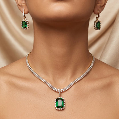 Luxora Crimson Royale Halo Pendant Set