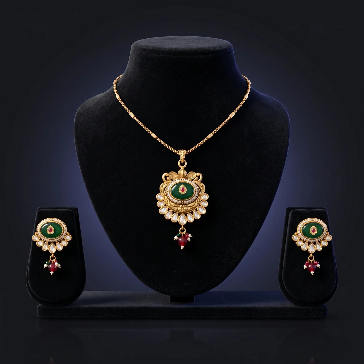 Luxora Royal Emerald Radiance Pendant Set