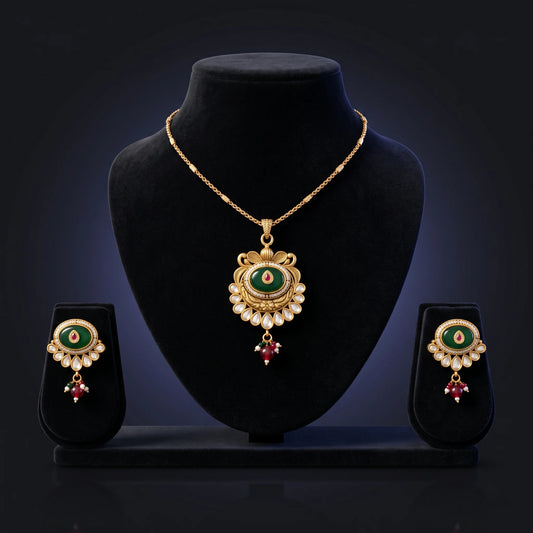 Luxora Royal Emerald Radiance Pendant Set