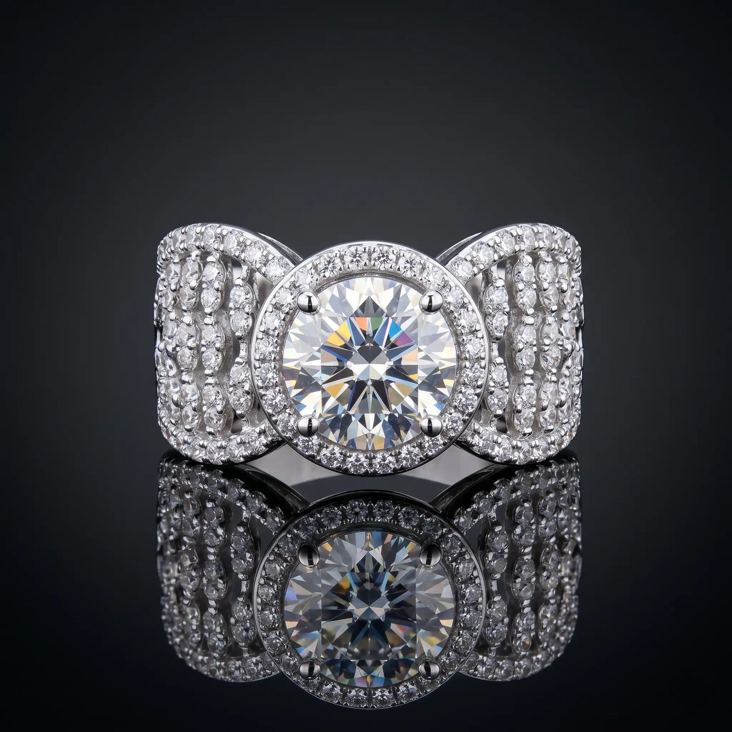 Luxora Royal Halo Solitaire Statement Ring