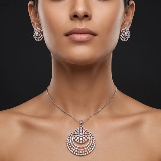 Luxora Celestial Cascade Diamond Pendant Set