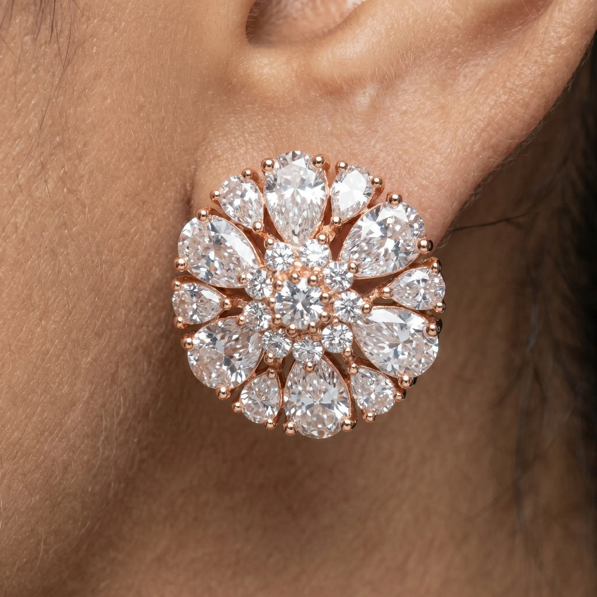 Luxora Celestia Floral Crystal Studs