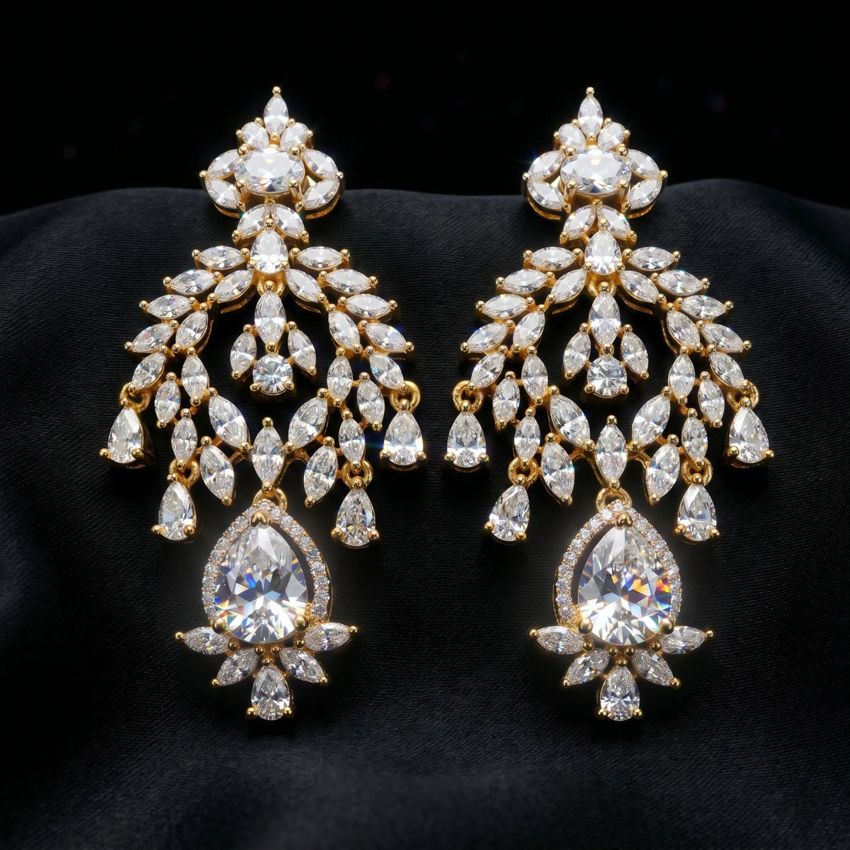Luxora Regal Cascade Crystal Earrings
