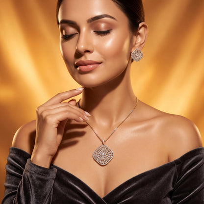 Luxora Celestial Sparkle Diamond Pendant Set