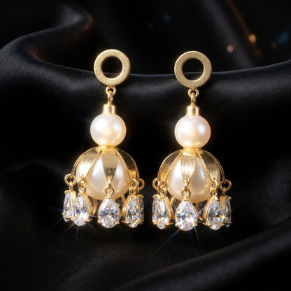 Luxora Pearl Cascade Chandelier Earrings