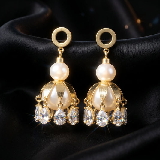 Luxora Pearl Cascade Chandelier Earrings