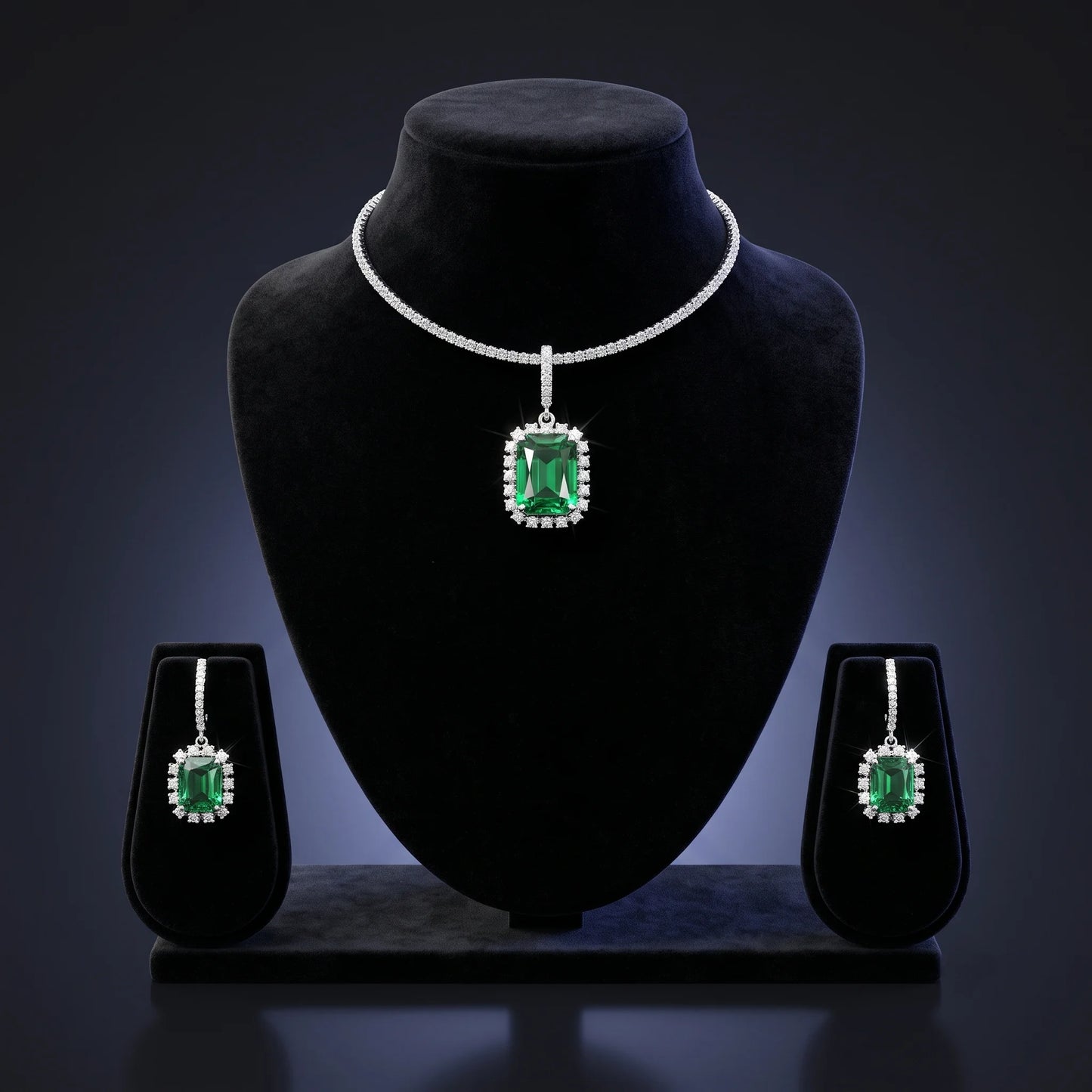 Luxora Crimson Royale Halo Pendant Set