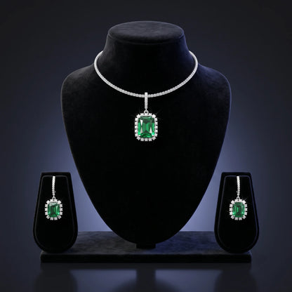 Luxora Crimson Royale Halo Pendant Set