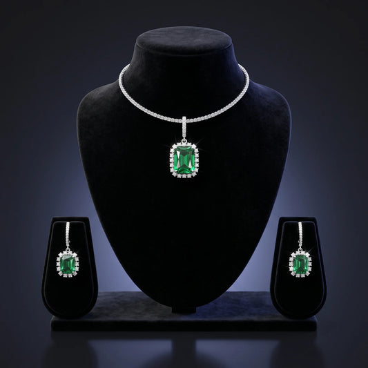 Luxora Crimson Royale Halo Pendant Set