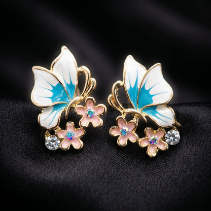 Luxora Azure Blossom Butterfly Stud Earrings