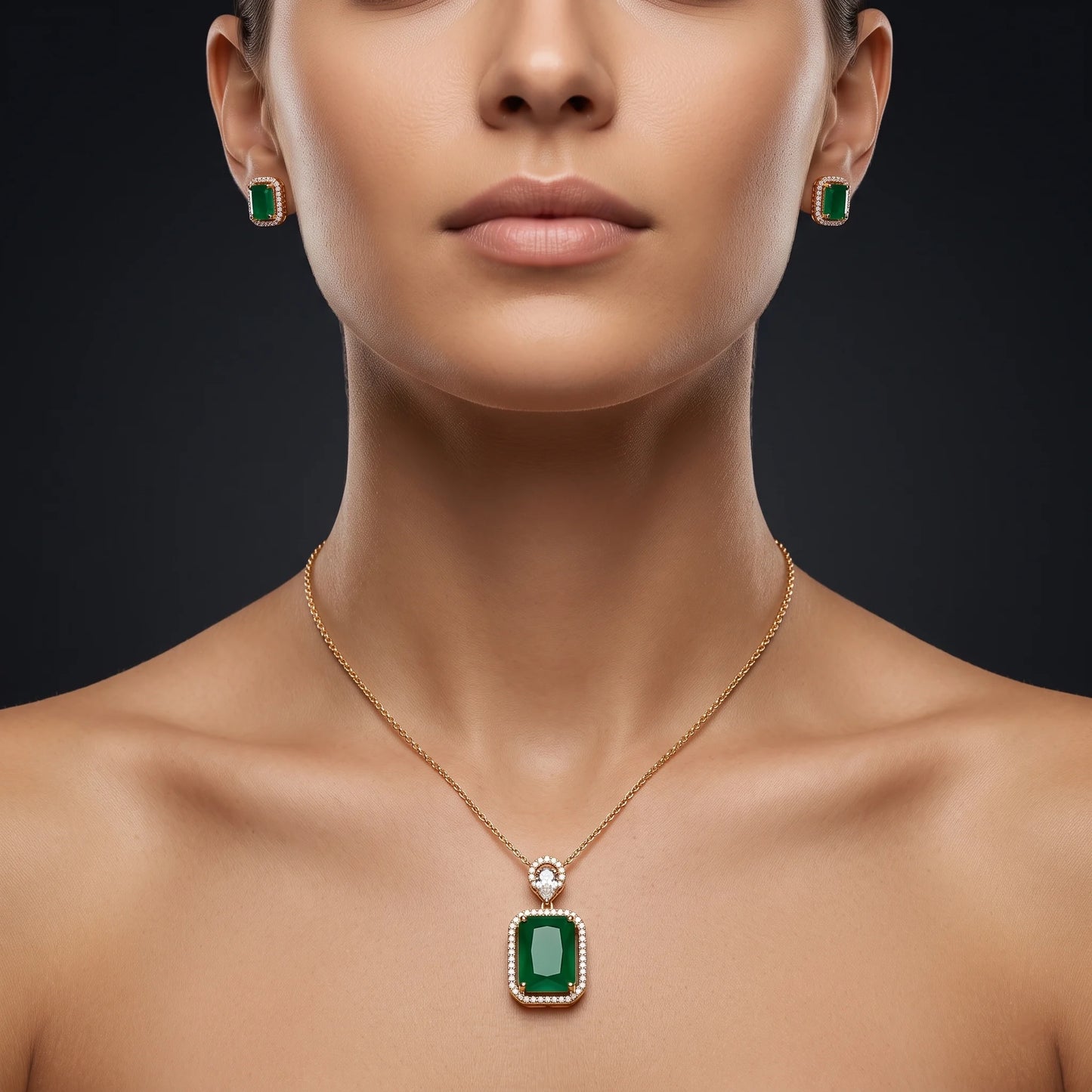 Luxora Emerald Elegance Pendant Set