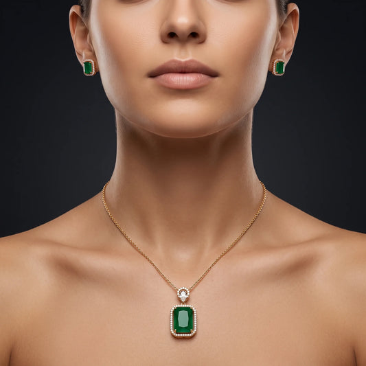 Luxora Emerald Elegance Pendant Set