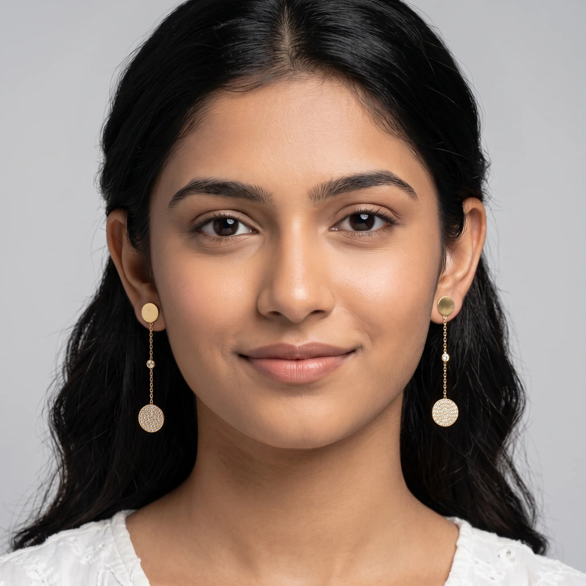 Luxora Celeste Crystal Chain Drop Earrings