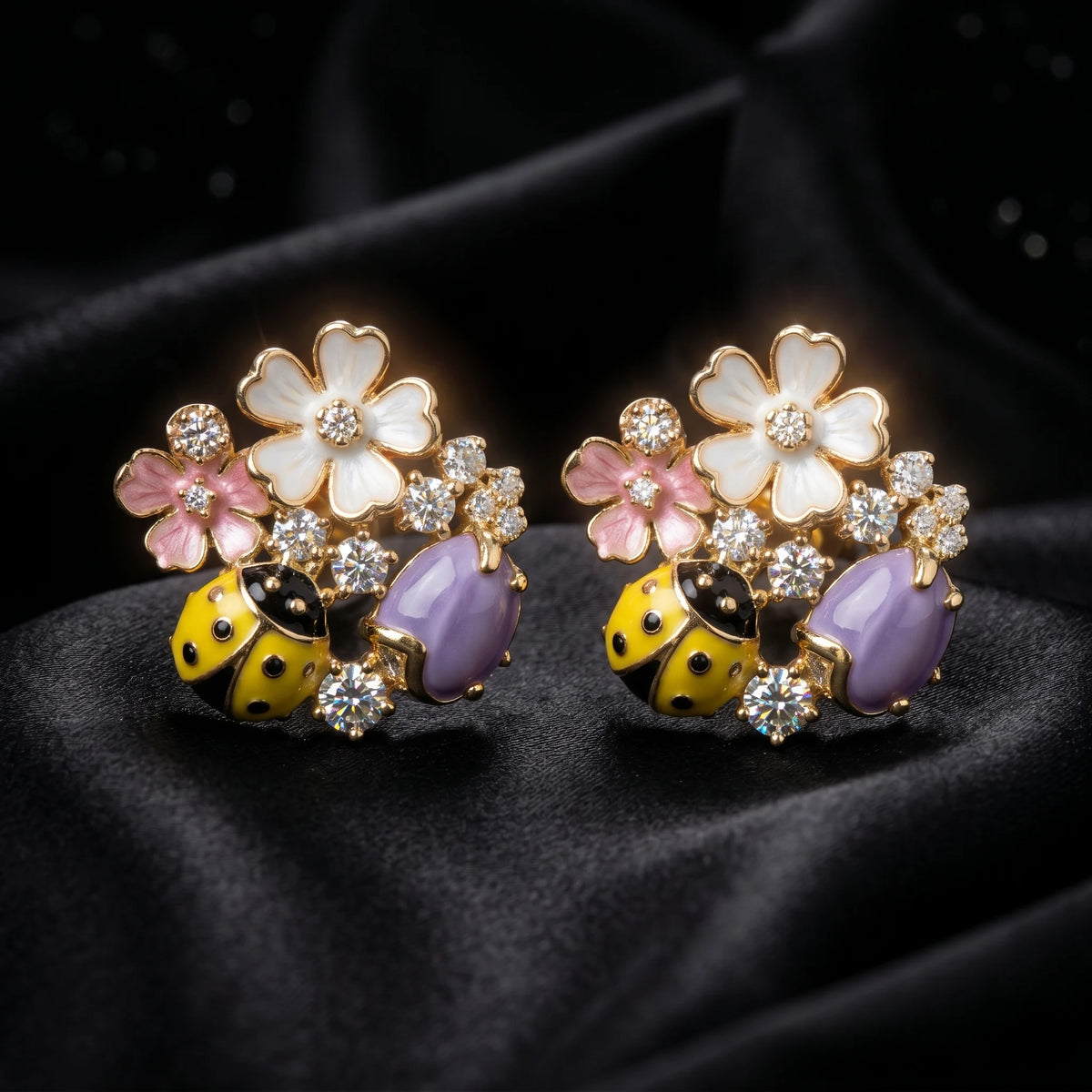 Luxora Enchanted Garden Ladybug Earrings