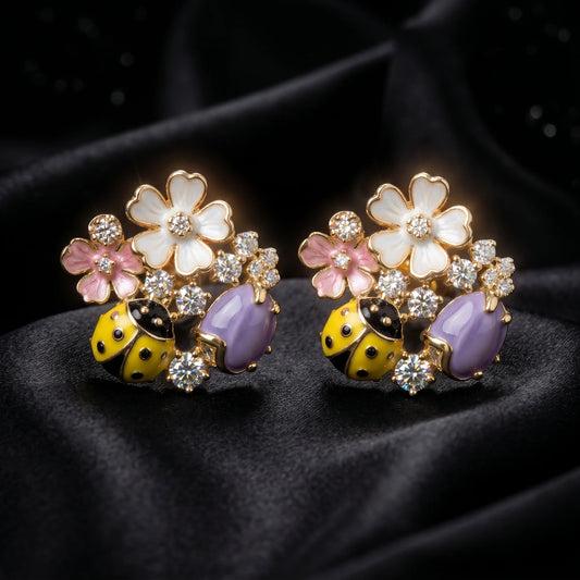 Luxora Enchanted Garden Ladybug Earrings