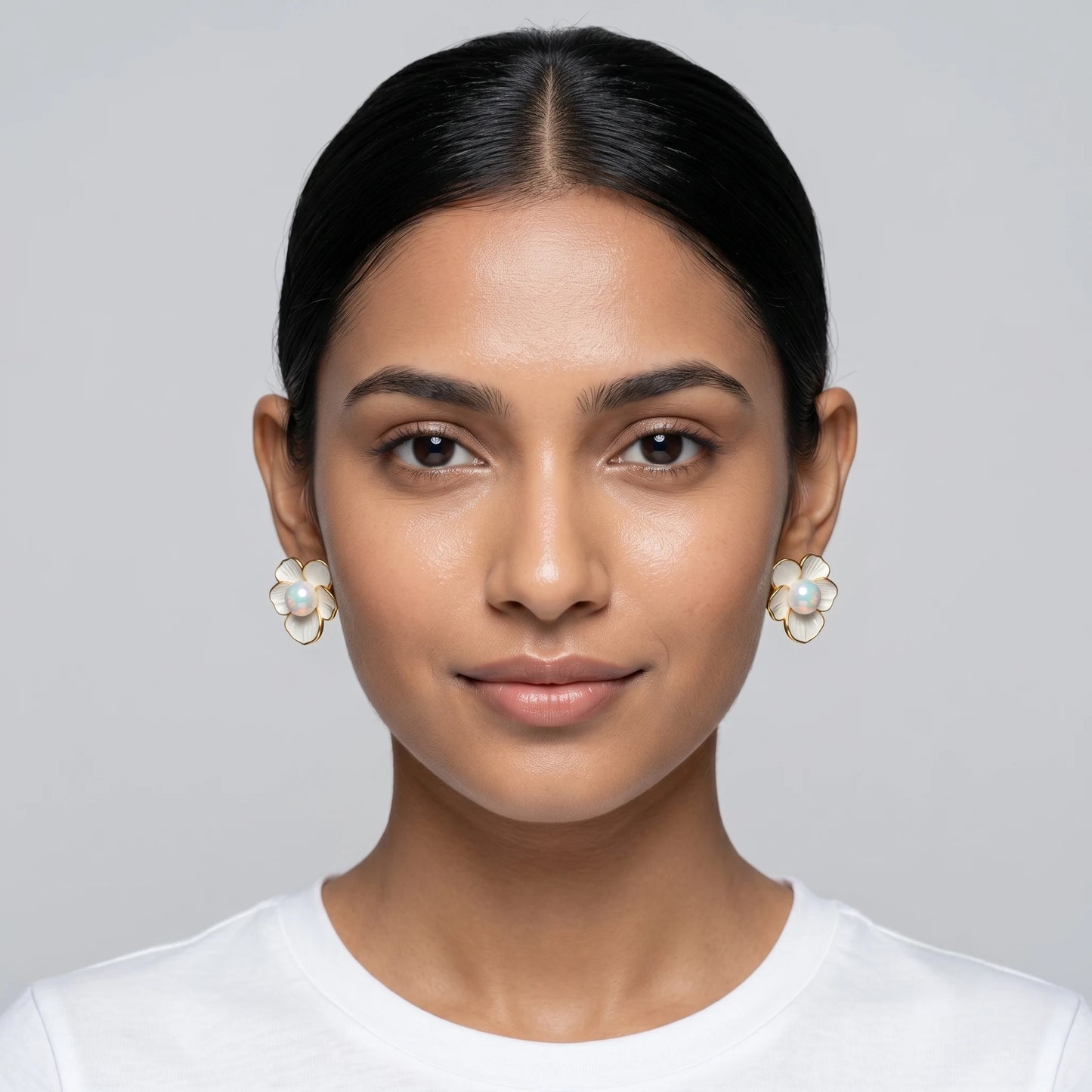 Luxora Pearl Blossom Stud Earrings