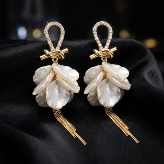 Luxora Pearl Blossom Cascade Earrings