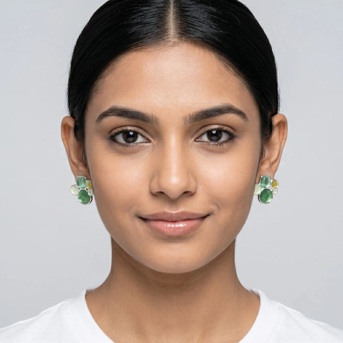 Luxora Emerald Mosaic Statement Earrings