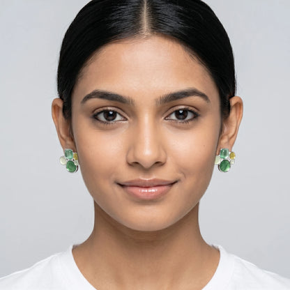 Luxora Emerald Mosaic Statement Earrings