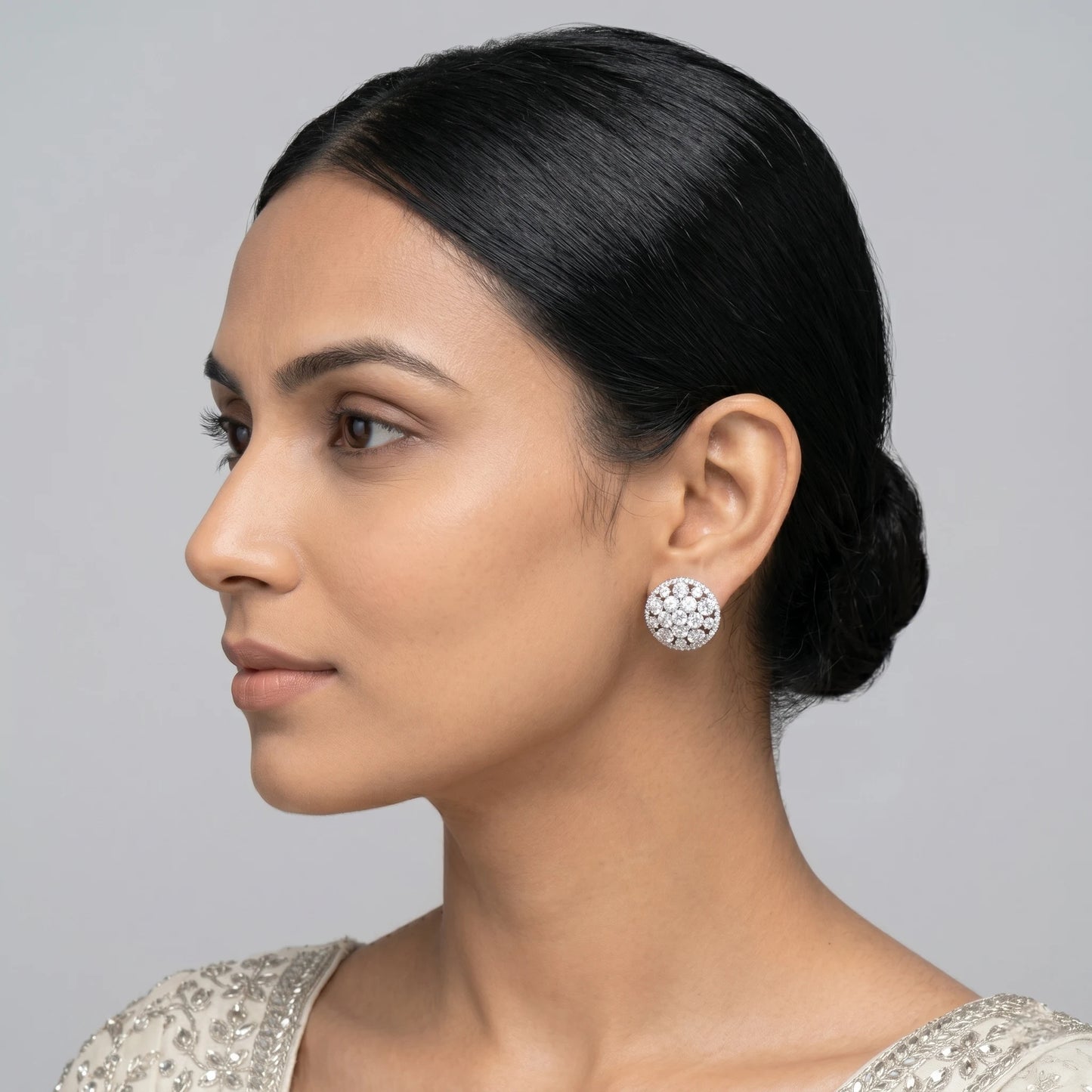 Luxora Celestial Halo Crystal Stud Earrings