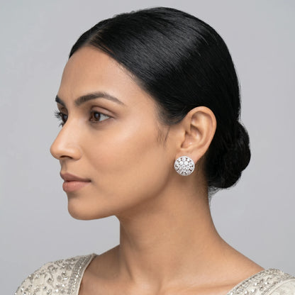 Luxora Celestial Halo Crystal Stud Earrings