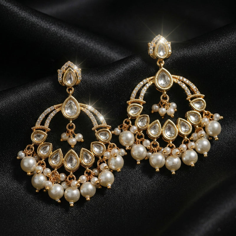 Luxora Moissanite Chandbali with Pearls