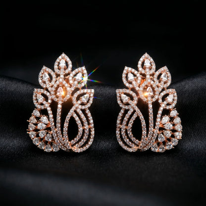 Luxora Regal Floral Crystal Drop Earrings
