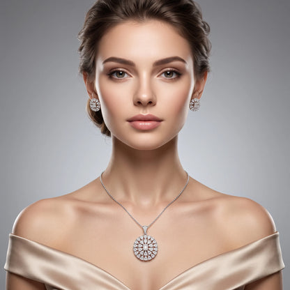 Luxora Radiant Bloom Diamond Pendant Set