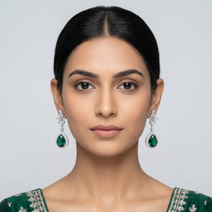 Luxora Emerald Bloom Luxe Drop Earrings