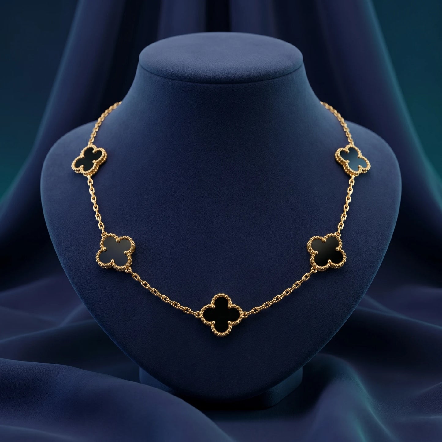 Luxora Midnight Clover Station Necklace