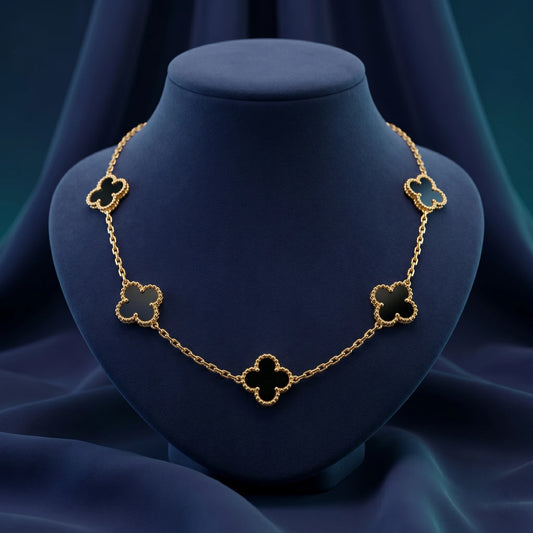 Luxora Midnight Clover Station Necklace