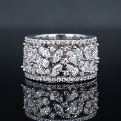 Luxora Radiant Marquise Floral Diamond Band Ring